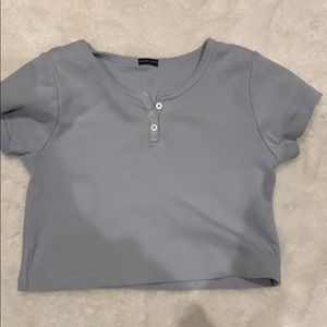 Brandy Melville Light Blue Button Crop Tee